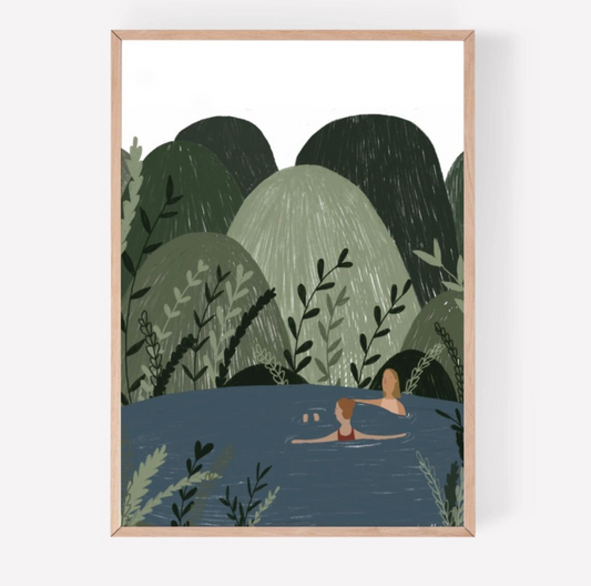 Wild Swimming in the Hills Art Print